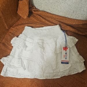 Girls Limited Too White Ruffle Eyelet Skirt Size 7/8
